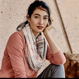J Jill Pure Jill Shimmering Jacquard Striped Infinity Scarf